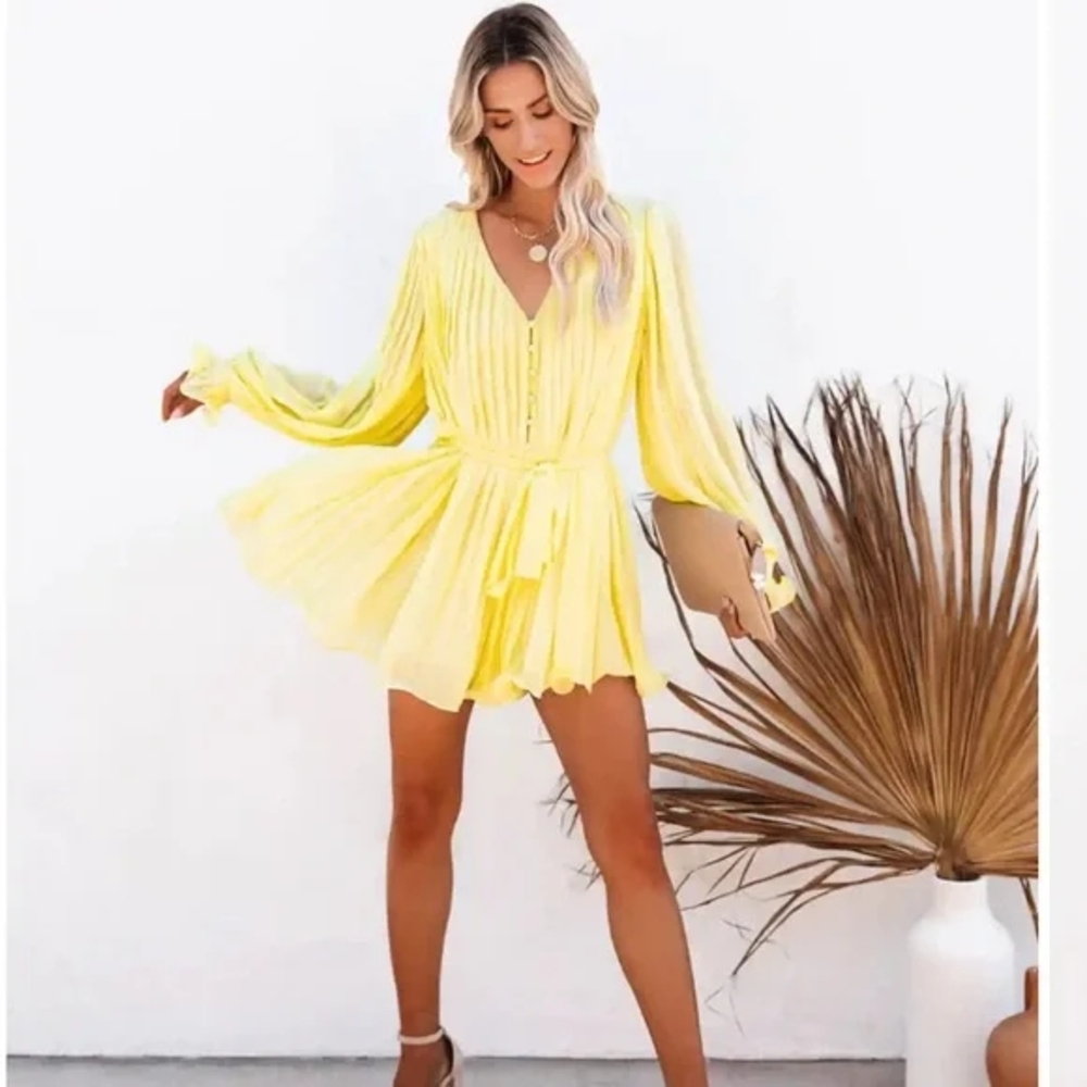 Endless Rose Sunny Yellow Long Sleeve Dress
